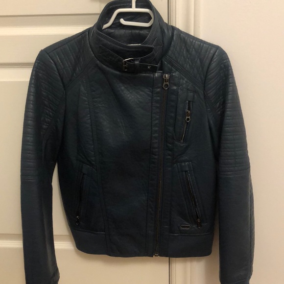 GUESS Dark Green Leather Jacket - Picture 7 of 8